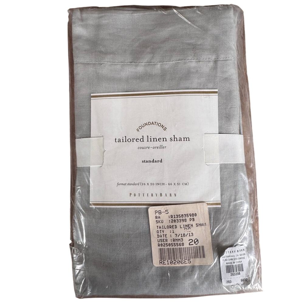 2 Pottery Barn Linen Shams - Standard size 26 x 20 Inch - Brand New